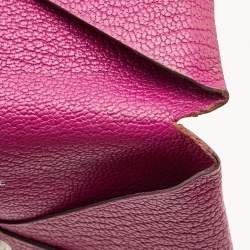 Hermes Cyclamen Chevre Mysore Leather Calvi Card Holder