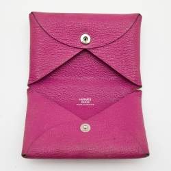 Hermes Calvi Card Holder Epsom Leather Gold Hardware In Pink