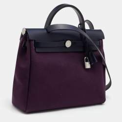 Hermes Cassis/Bleu Indigo Vache Hunter and Canvas Herbag Zip 31 Bag