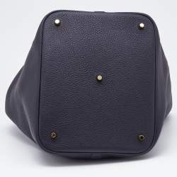 Pre Owned Hermes Bleu Ocean Taurillon Clemence Leather Picotin Lock 22 Bag