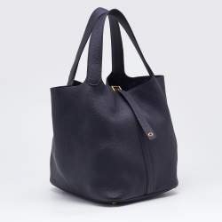 Pre Owned Hermes Bleu Ocean Taurillon Clemence Leather Picotin Lock 22 Bag