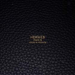 Pre Owned Hermes Bleu Ocean Taurillon Clemence Leather Picotin Lock 22 Bag
