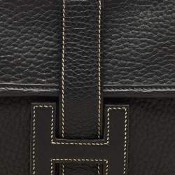 Pre Owned Hermes Black Fjord Leather Elan Jige 29 Clutch