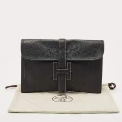 Pre Owned Hermes Black Fjord Leather Elan Jige 29 Clutch