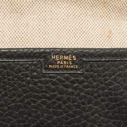 Pre Owned Hermes Black Fjord Leather Elan Jige 29 Clutch