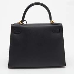 Hermès  Black Epsom Leather Gold Finish Kelly Sellier 28 Bag