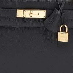 Hermès  Black Epsom Leather Gold Finish Kelly Sellier 28 Bag