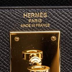 Hermès  Black Epsom Leather Gold Finish Kelly Sellier 28 Bag