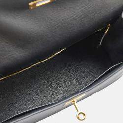 Hermès  Black Epsom Leather Gold Finish Kelly Sellier 28 Bag