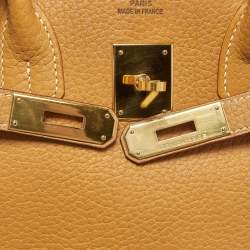 Hermes Natural Fjord Leather Gold Finished Birkin 30 Bag