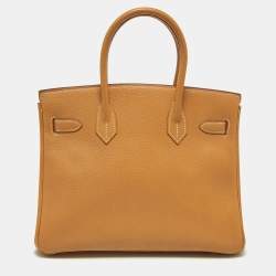 Hermes Natural Fjord Leather Gold Finished Birkin 30 Bag