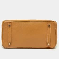 Hermes Natural Fjord Leather Gold Finished Birkin 30 Bag