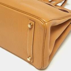 Hermes Natural Fjord Leather Gold Finished Birkin 30 Bag