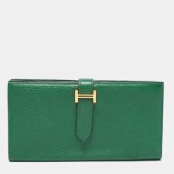 Hermés Vert Bengal Chevre Leather Bearn Gusset Wallet