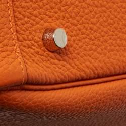 Pre Owned Hermès Orange Togo Leather Palladium Finish Lindy 34 Bag