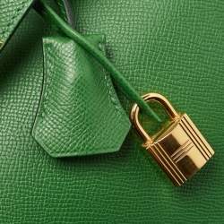 Pre Owned Hermes Vert Bengal Epsom Leather Gold Finish Birkin 35 Bag
