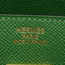 Pre Owned Hermes Vert Bengal Epsom Leather Gold Finish Birkin 35 Bag