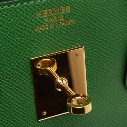 Pre Owned Hermes Vert Bengal Epsom Leather Gold Finish Birkin 35 Bag