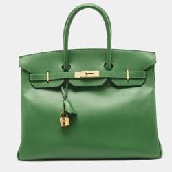 Hermes Vert De Gris Togo Leather Gold Finished Birkin 25 Bag