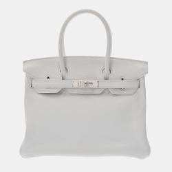 Hermes Birkin Taurillon Clemence Palladium 30 Bleu Atoll in Taurillion  Clemence Leather with Palladium - US