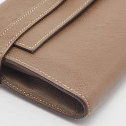 Hermes Etoupe Epsom/Cherve Leather Palladium Finish Kelly Wallet w/ Vision II Agenda Cover