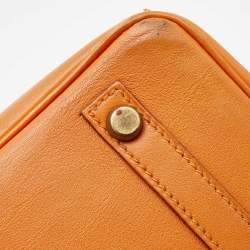 Pre Owned Hermes Orange Veau Gulliver Leather Gold Finish Birkin 30 Bag