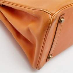Pre Owned Hermes Orange Veau Gulliver Leather Gold Finish Birkin 30 Bag