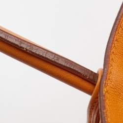 Pre Owned Hermes Orange Veau Gulliver Leather Gold Finish Birkin 30 Bag