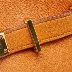Pre Owned Hermes Orange Veau Gulliver Leather Gold Finish Birkin 30 Bag