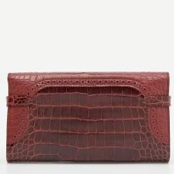 Hermes Rouge H Alligator Palladium Finish Kelly Ghillies Wallet