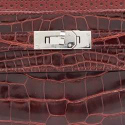 Hermes Rouge H Alligator Palladium Finish Kelly Ghillies Wallet
