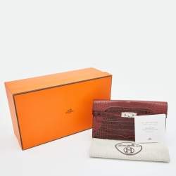 Hermes Rouge H Alligator Palladium Finish Kelly Ghillies Wallet