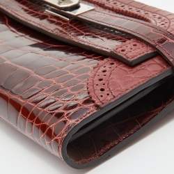 Hermes Rouge H Alligator Palladium Finish Kelly Ghillies Wallet