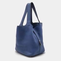 Pre Owned Hermes Agate Taurillon Clemence Leather Picotin Lock 22 Bag