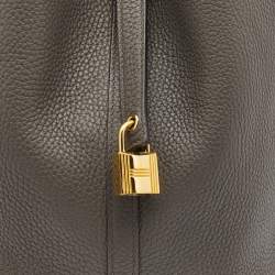 Hermes Etoupe Taurillon Clemence Leather Picotin Lock 22 Bag