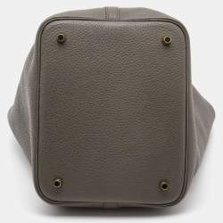 Hermes Etoupe Taurillon Clemence Leather Picotin Lock 22 Bag