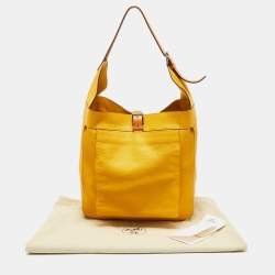Pre Owned Hermes Soleil Taurillon Clemence Leather Palladium Finish Marwari GM Bag