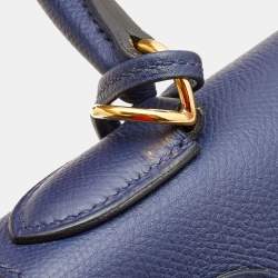 Hermes Bleu Saphir Epsom Leather Gold Finish Kelly Sellier 28 Bag