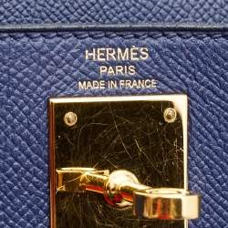 Hermes Bleu Saphir Epsom Leather Gold Finish Kelly Sellier 28 Bag