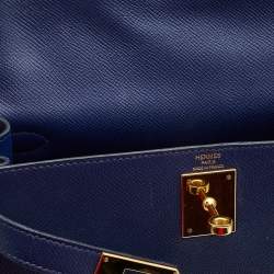 Hermes Bleu Saphir Epsom Leather Gold Finish Kelly Sellier 28 Bag