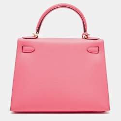 Hermès Rose Lipstick Epsom Leather Gold Finish Kelly Sellier 28 Bag