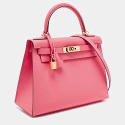 Hermès Rose Lipstick Epsom Leather Gold Finish Kelly Sellier 28 Bag