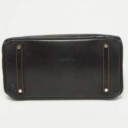 Hermes Black Denim Fonce Toile/Evercalf Leather Palladium Finish Birkin 35 Ghillies Bag