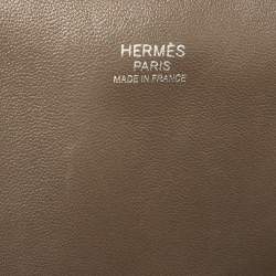 Hermes Etain Evercolor Leather Palladium Finish Toolbox 20 Bag