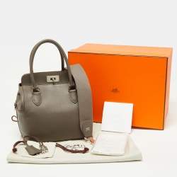 Hermes Etain Evercolor Leather Palladium Finish Toolbox 20 Bag