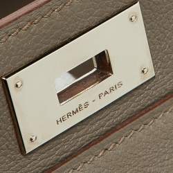 Hermes Etain Evercolor Leather Palladium Finish Toolbox 20 Bag