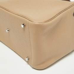 Hermès Gris Tourterelle Taurillion Clemence Leather Palladium Finish Lindy 34 Bag