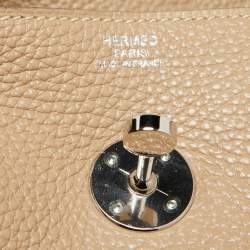 Hermès Gris Tourterelle Taurillion Clemence Leather Palladium Finish Lindy 34 Bag