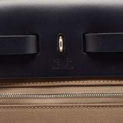 مملوكة مسبقًا Hermes Vache Hunter/Toile Bleu Indigo/Etoupe Canvas and Leather Herbag Zip 31 Bag