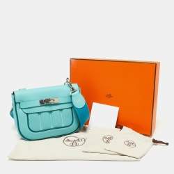 Pre Owned Hermes Blue Atoll/Colvert Swift Leather Berline 21 Bag